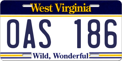 WV license plate OAS186