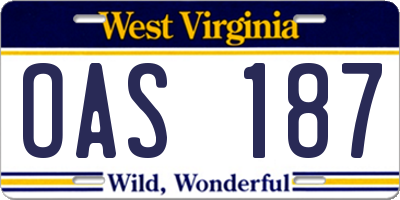 WV license plate OAS187