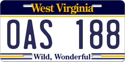 WV license plate OAS188