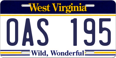 WV license plate OAS195