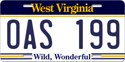 WV license plate OAS199