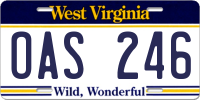 WV license plate OAS246