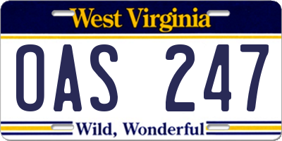 WV license plate OAS247