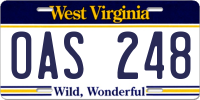 WV license plate OAS248