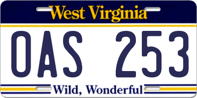 WV license plate OAS253
