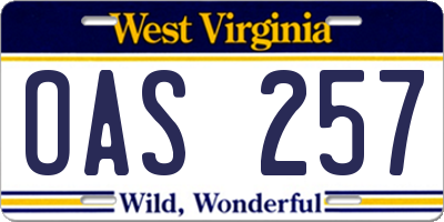 WV license plate OAS257