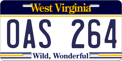 WV license plate OAS264