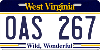 WV license plate OAS267