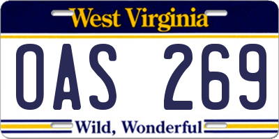 WV license plate OAS269