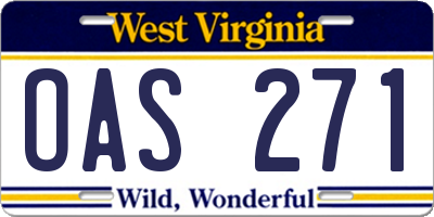 WV license plate OAS271