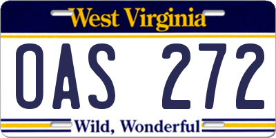 WV license plate OAS272