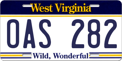 WV license plate OAS282