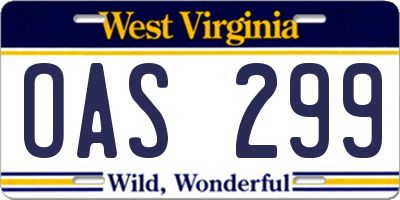 WV license plate OAS299