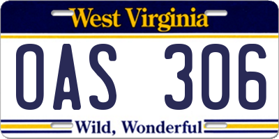 WV license plate OAS306