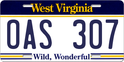 WV license plate OAS307