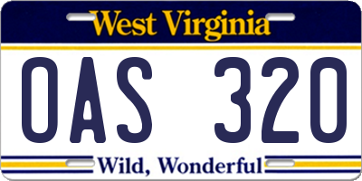 WV license plate OAS320