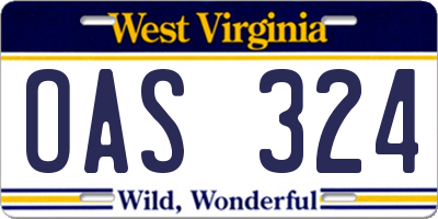 WV license plate OAS324