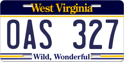 WV license plate OAS327