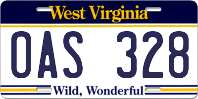 WV license plate OAS328