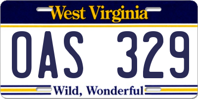 WV license plate OAS329
