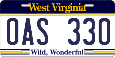 WV license plate OAS330