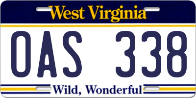 WV license plate OAS338