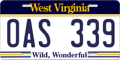 WV license plate OAS339
