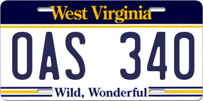 WV license plate OAS340