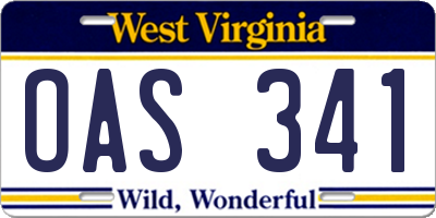 WV license plate OAS341