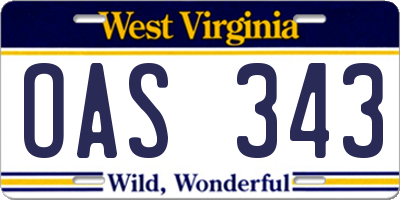 WV license plate OAS343