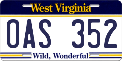 WV license plate OAS352