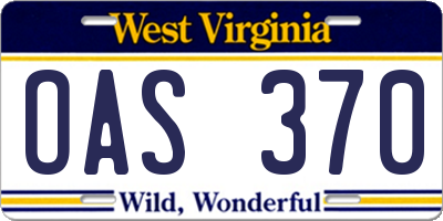 WV license plate OAS370