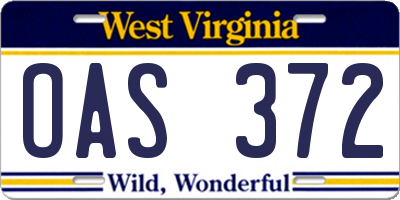 WV license plate OAS372