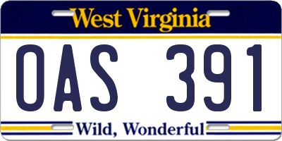 WV license plate OAS391