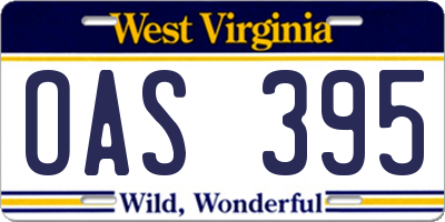 WV license plate OAS395