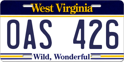 WV license plate OAS426