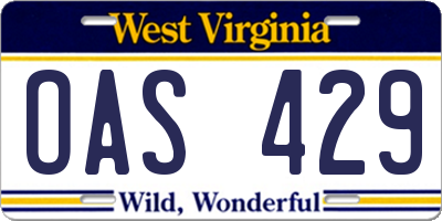 WV license plate OAS429