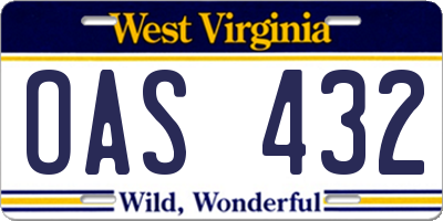 WV license plate OAS432