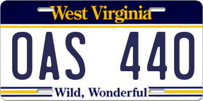 WV license plate OAS440