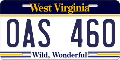 WV license plate OAS460