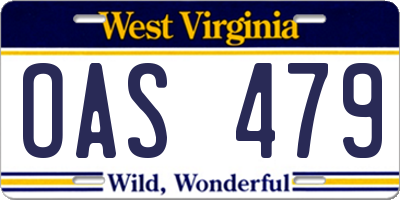 WV license plate OAS479