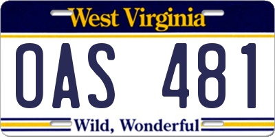 WV license plate OAS481