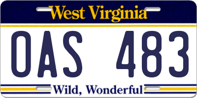 WV license plate OAS483