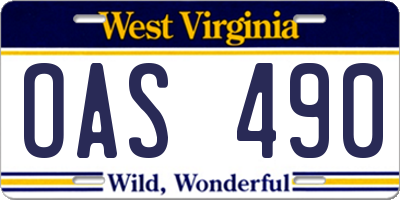 WV license plate OAS490