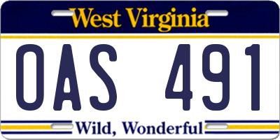 WV license plate OAS491