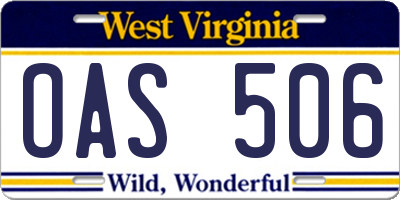WV license plate OAS506