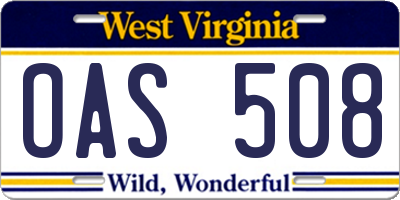 WV license plate OAS508