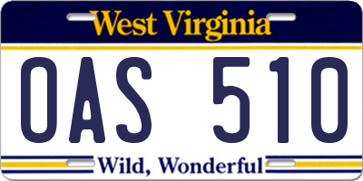 WV license plate OAS510