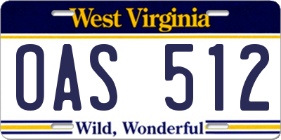 WV license plate OAS512
