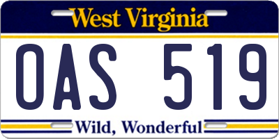 WV license plate OAS519